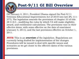 Post-9/11 GI Bill Overview