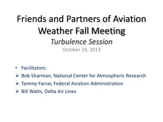Friends and Partners of Aviation Weather Fall Meeting Turbulence Session October 24, 2013