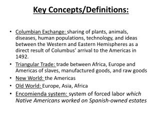 Key Concepts/Definitions: