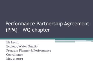 Performance Partnership Agreement (PPA) – WQ chapter