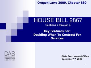 HOUSE BILL 2867 Sections 2 through 4