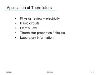 Application of Thermistors