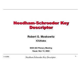 Needham-Schroeder Key Descriptor