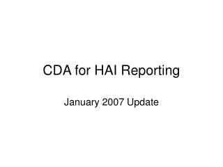 CDA for HAI Reporting