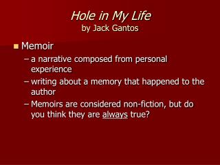Hole in My Life by Jack Gantos