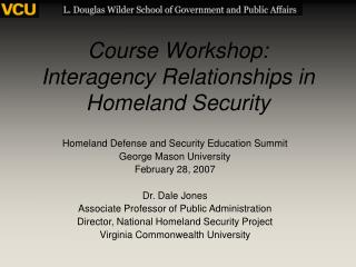 Course Workshop: Interagency Relationships in Homeland Security