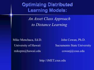 Optimizing Distributed Learning Models: