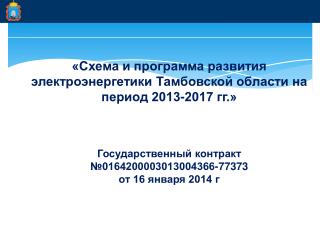 «Схема и программа развития электроэнергетики Тамбовской области на период 2013-2017 гг.»
