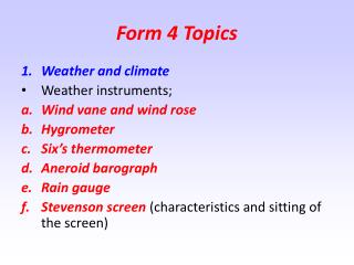 Form 4 Topics