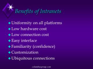 Benefits of Intranets