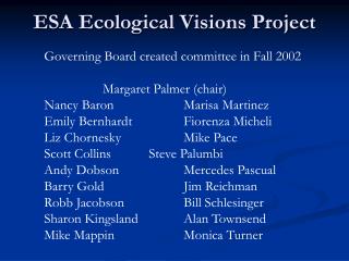 ESA Ecological Visions Project