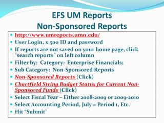 EFS UM Reports Non-Sponsored Reports