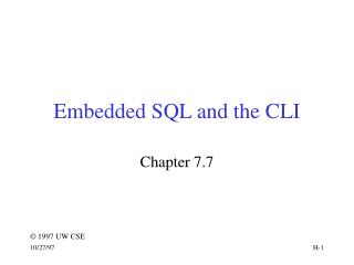 Embedded SQL and the CLI