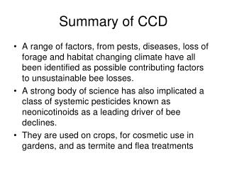 Summary of CCD