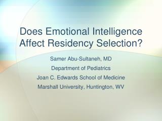 Does Emotional Intelligence Affect Residency Selection?