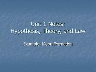 Unit 1 Notes: Hypothesis, Theory, and Law