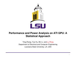 Performance and Power Analysis on ATI GPU: A Statistical Approach