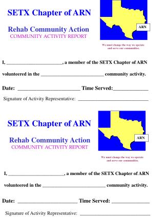 Rehab Community Action COMMUNITY ACTIVITY REPORT