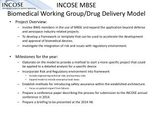 INCOSE MBSE Biomedical Working Group/Drug Delivery Model