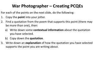 War Photographer – Creating PCQEs