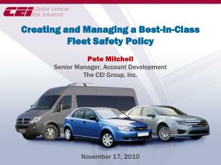 Creating and Managing a Best-In-Class Fleet Safety Policy