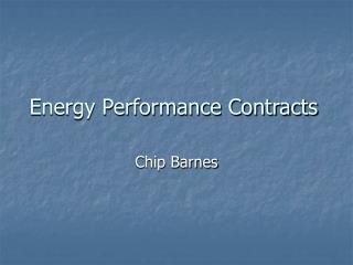 Energy Performance Contracts