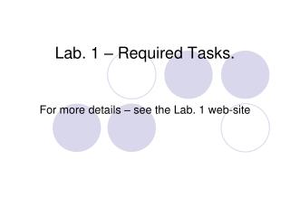 Lab. 1 – Required Tasks.