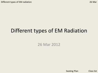Different types of EM Radiation