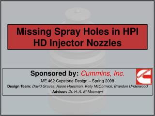 Missing Spray Holes in HPI HD Injector Nozzles