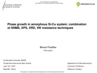 Phase growth in amorphous Si-Cu system: combination of SNMS, XPS, XRD, 4W resistance techniques