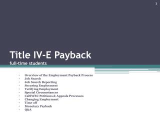 Title IV-E Payback full-time students