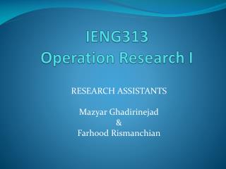 IENG 313 Operation Research I