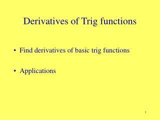 Derivatives of Trig functions