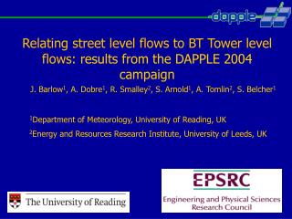 Relating street level flows to BT Tower level flows : results from the DAPPLE 2004 campaign
