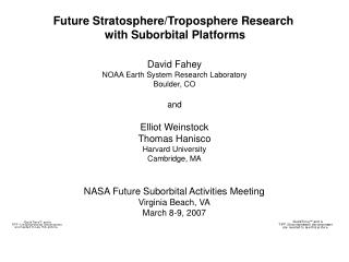 NASA Future Suborbital Activities Meeting Virginia Beach, VA March 8-9, 2007