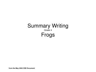 Summary Writing Grade 4 Frogs