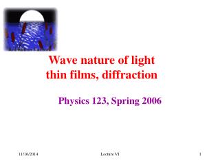 Wave nature of light thin films, diffraction