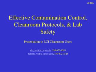 Effective Contamination Control, Cleanroom Protocols, &amp; Lab Safety