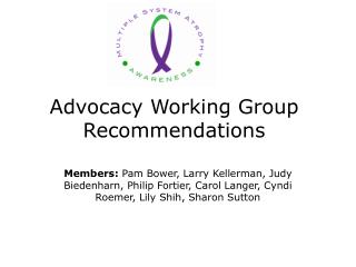 Advocacy Working Group Recommendations