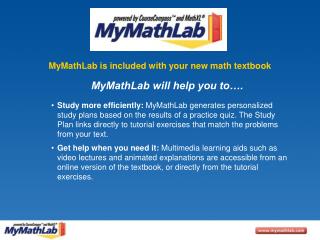 MyMathLab is included with your new math textbook