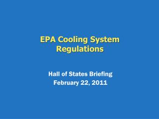 EPA Cooling System Regulations