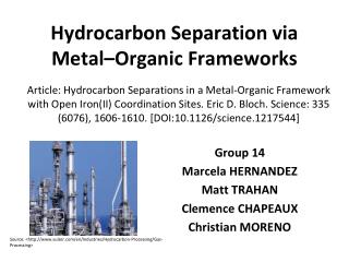 Hydrocarbon Separation via Metal–Organic Frameworks