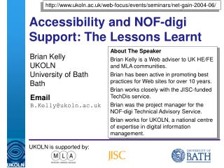 Accessibility and NOF-digi Support: The Lessons Learnt