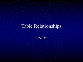 Table Relationships