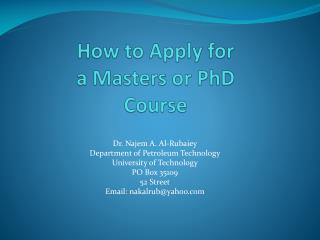 How to Apply for a Masters or PhD Course