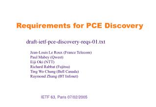IETF 63, Paris 07/02/2005