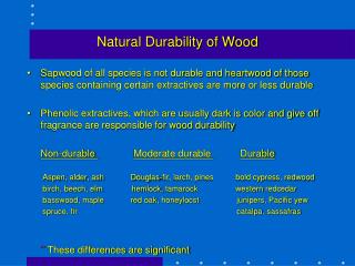 Natural Durability of Wood