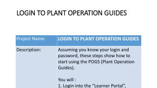 LOGIN TO PLANT OPERATION GUIDES