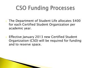 CSO Funding Processes