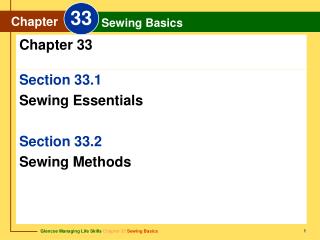Section 33.1 Sewing Essentials Section 33.2 Sewing Methods